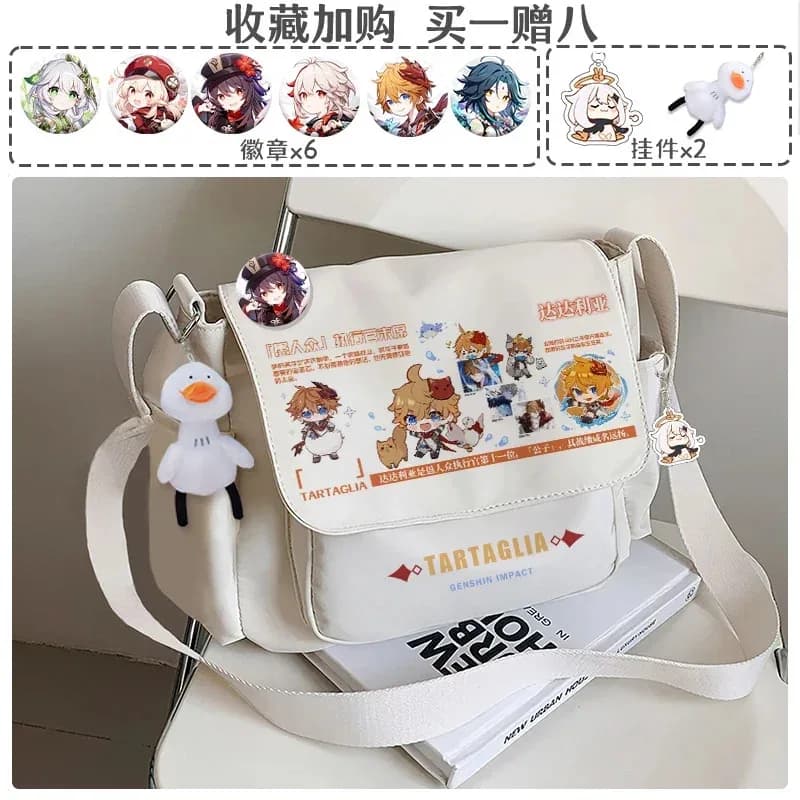 CyFashion Genshin Impact Wanderer Borse a tracolla Anime Genshin Impact Xiao Venti Zaino Borsa da scuola Studente antico Casual Grande