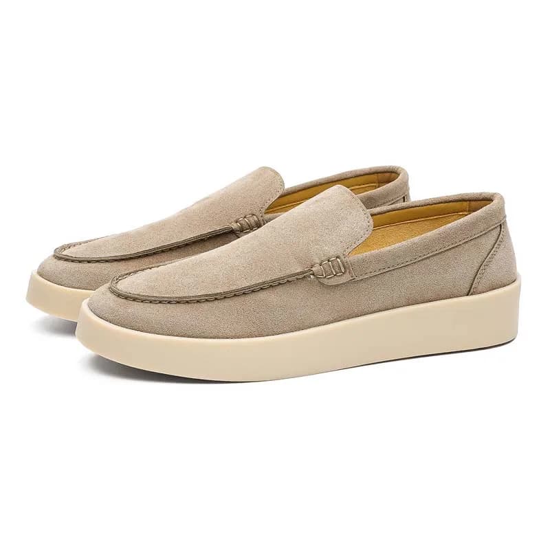 NEW Soft Suede Leather Male Loafers Platform Slip On Design Anti Slip Thick Sole Casual Business Driving Daily Walking Footwear