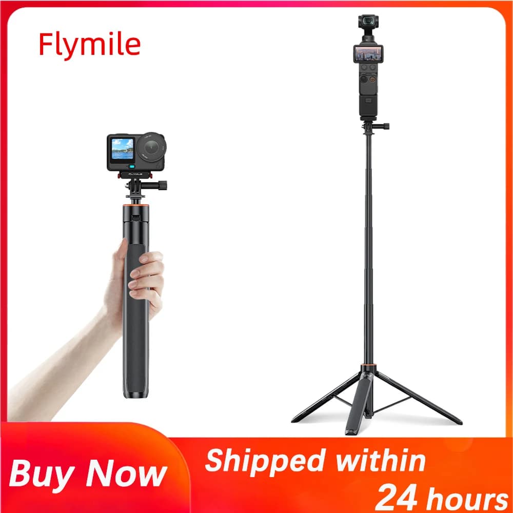 Flymile Asta Selfie Retrattile da 1,4M con Treppiede per Insta360 Ace Pro 2/X5/DJI Osmo 360/Action 6/Pocket 4/3