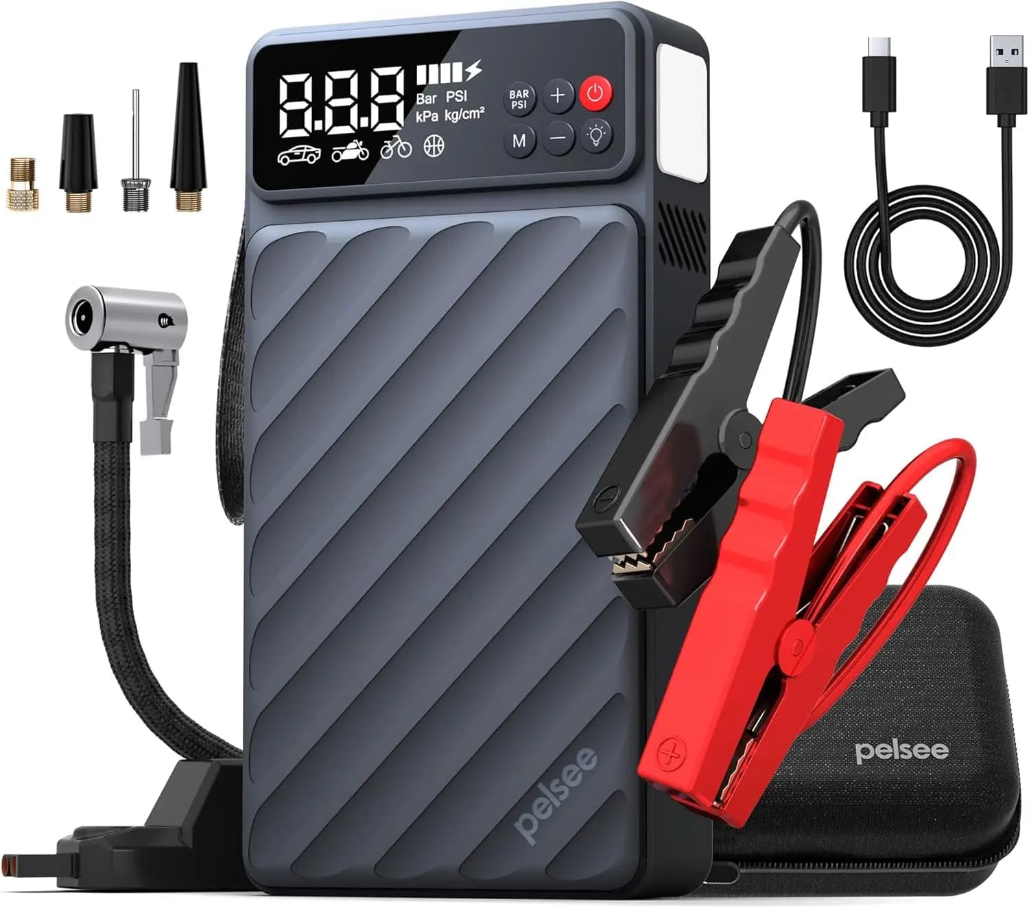 Avviatore di Emergenza 3500A con Compressore d'Aria, Batteria Portatile per Auto da 20000mAh, Ricarica Rapida 45W per Veicoli 12V