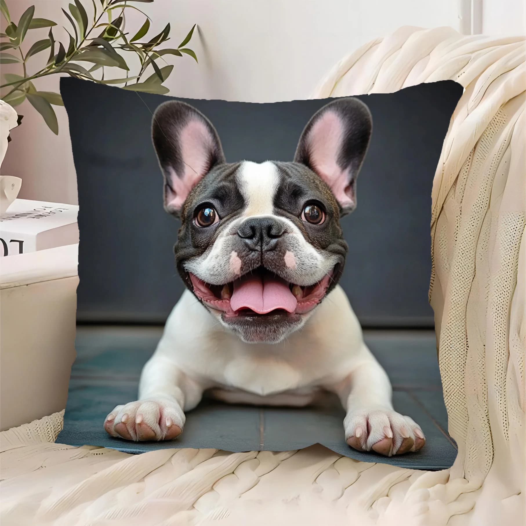 1 fodera per cuscino con stampa bulldog francese, adatta per divano, camera da letto, soggiorno, un regalo caldoso per gli amanti dei cani