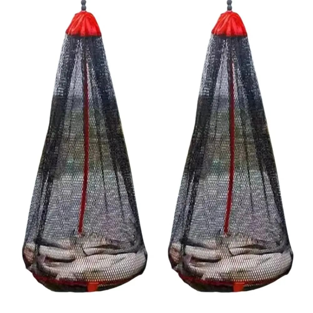 Borsa a rete da pesca con coulisse Protezione per pesci Fascio Bocca Rete per pesci vivi Tasca pieghevole Ispessimento Rete da pesca Gabbia Attrezzi da pesca
