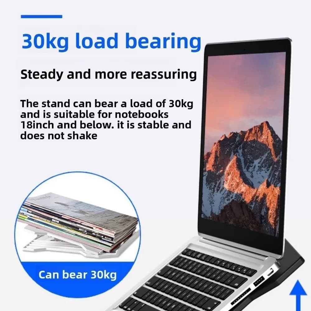Staffa di raffreddamento per laptop bianca nera Staffa pieghevole regolabile Supporto per computer portatile Accessori base antiscivolo Supporto per laptop