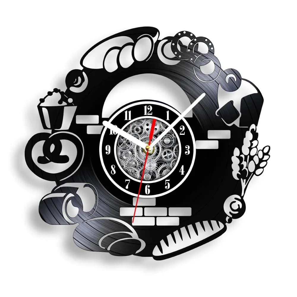 Baking Bread Vinyl Record Wall Clock for Bakery House Cafe Dinning Room Restaurant Bakery Wall Watch Bakers Pastry Chefs Gift