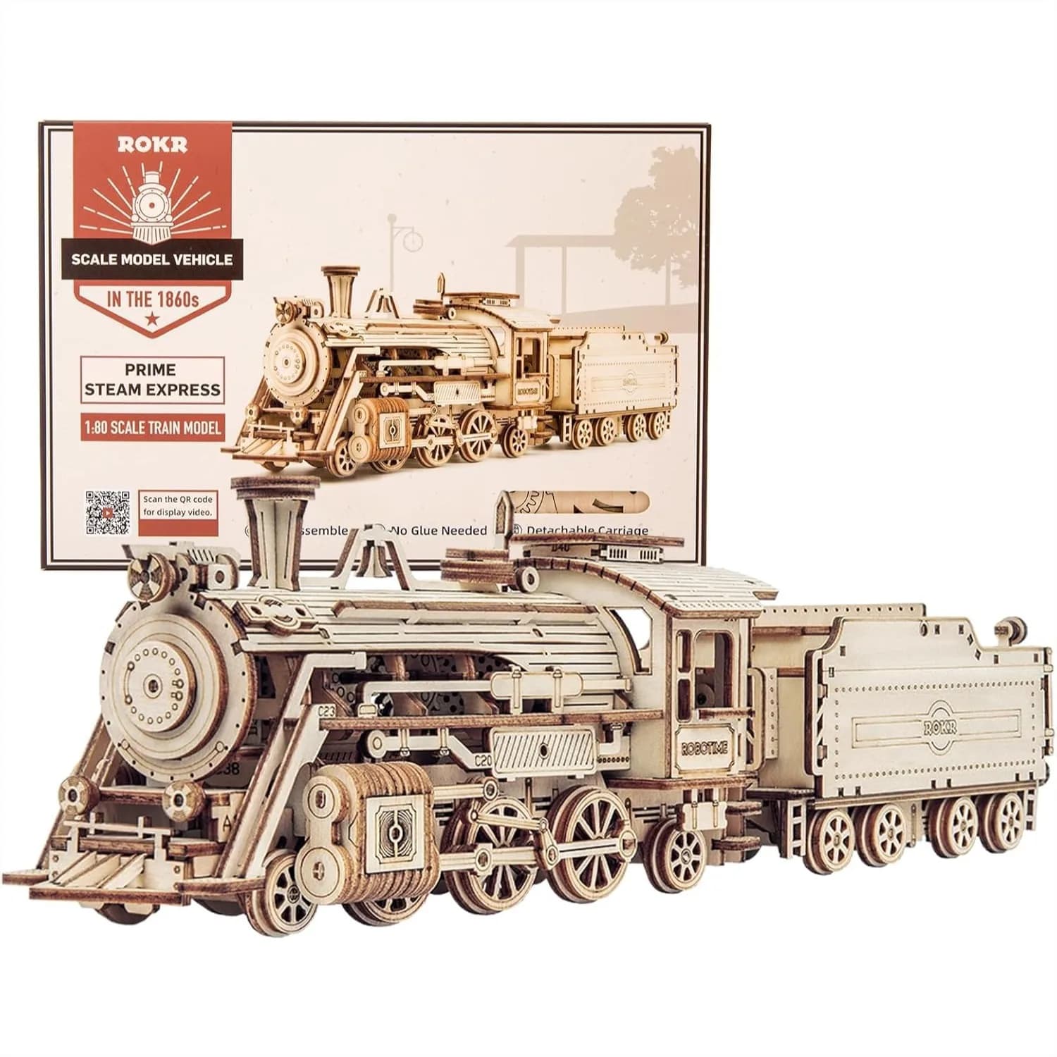 Puzzle 3D in Legno, Modello di Auto Meccanica, Kit di Costruzione Fai-da-Te per Adulti, Treno a Vapore con Vagone, Regalo Rompicapo