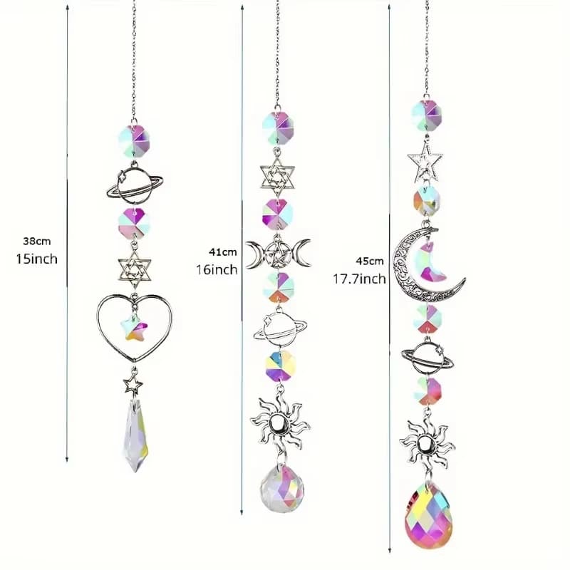 1PCS Galaxy Star Moon Crystal Wind Chime Pendant Exquisite for Home Decor Outdoor Garden Suncatcher Holiday Party Supplies