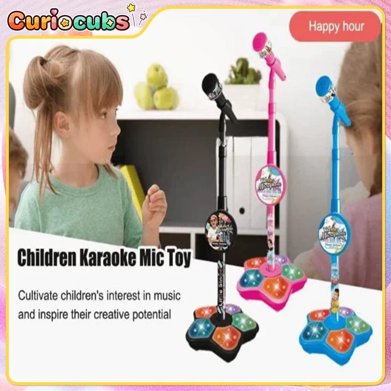 Altoparlante per microfono per bambini con supporto Macchina per canto karaoke Strumento musicale Giocattolo educativo per l'allenamento del cervello Regalo di compleanno per bambini