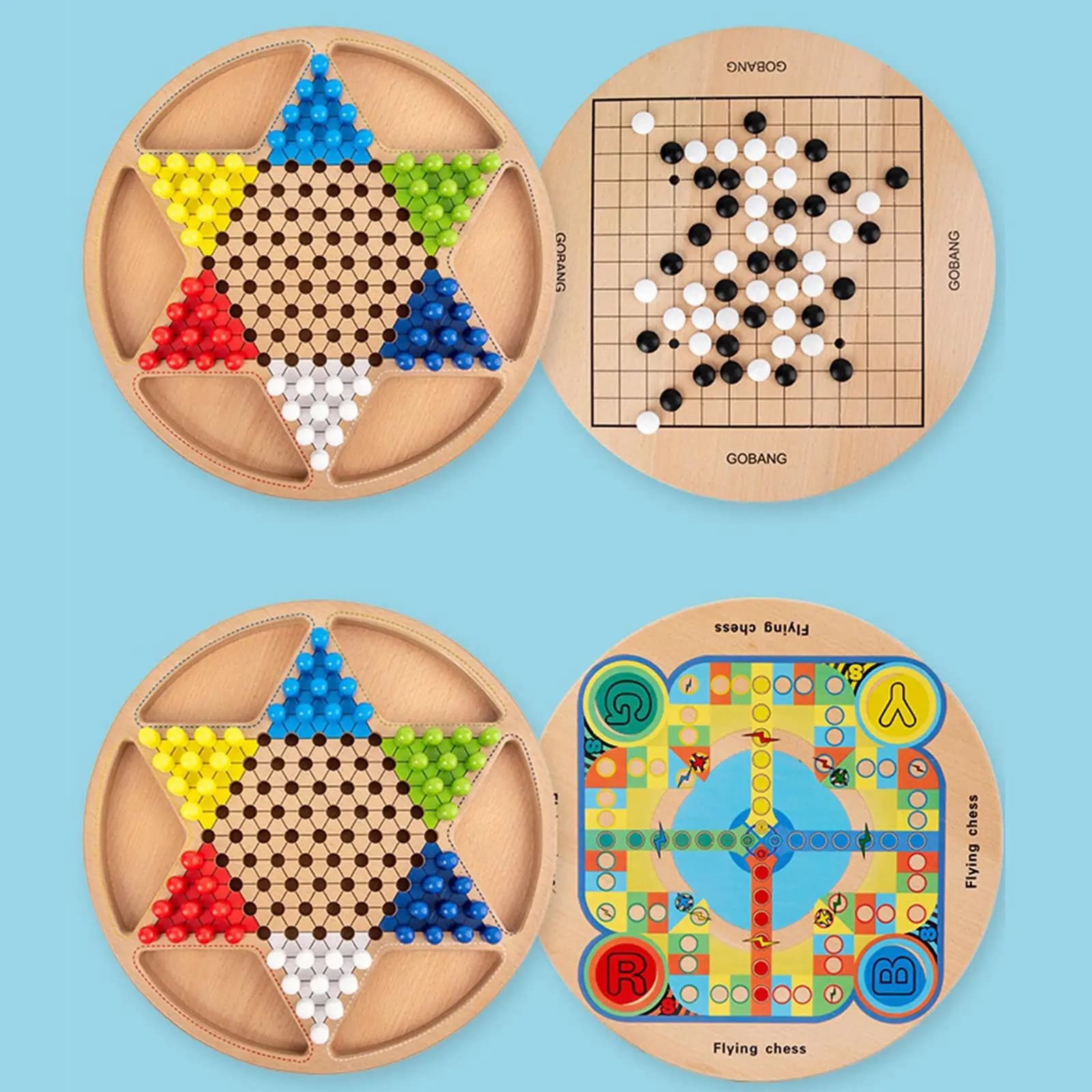 Chinese Checkers Board Game with Marbles Wood Chess Set Board Game for Children Parent Child Activity