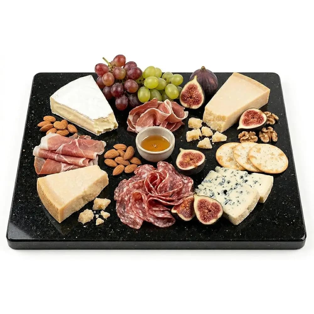 Large 16x20 Inch Black Marble Pastry and Cutting Board with Non-Slip Feet