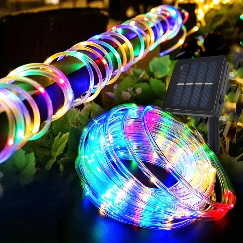 Luci Solari da Esterno a Corda, Ghirlanda Luminosa 7-22M, Lampada a Tubo LED Impermeabile per Decorazioni Natalizie da Giardino