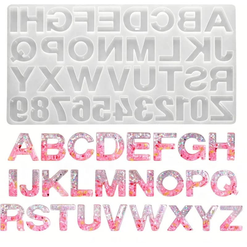 Stampo in silicone per lettere in resina——per la creazione di gioielli alfanumerici, altamente flessibile e riutilizzabile, stampi fai-da-te, adatti per principianti.