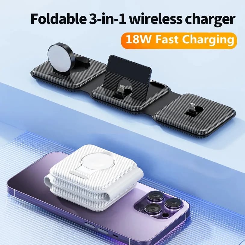 18W 3 In 1 Magnetic Wireless Charger Pad Stand Fast Charging Dock Station For iPhone 14 13 12 Pro Max Apple Apple 8 7 6 Airpods