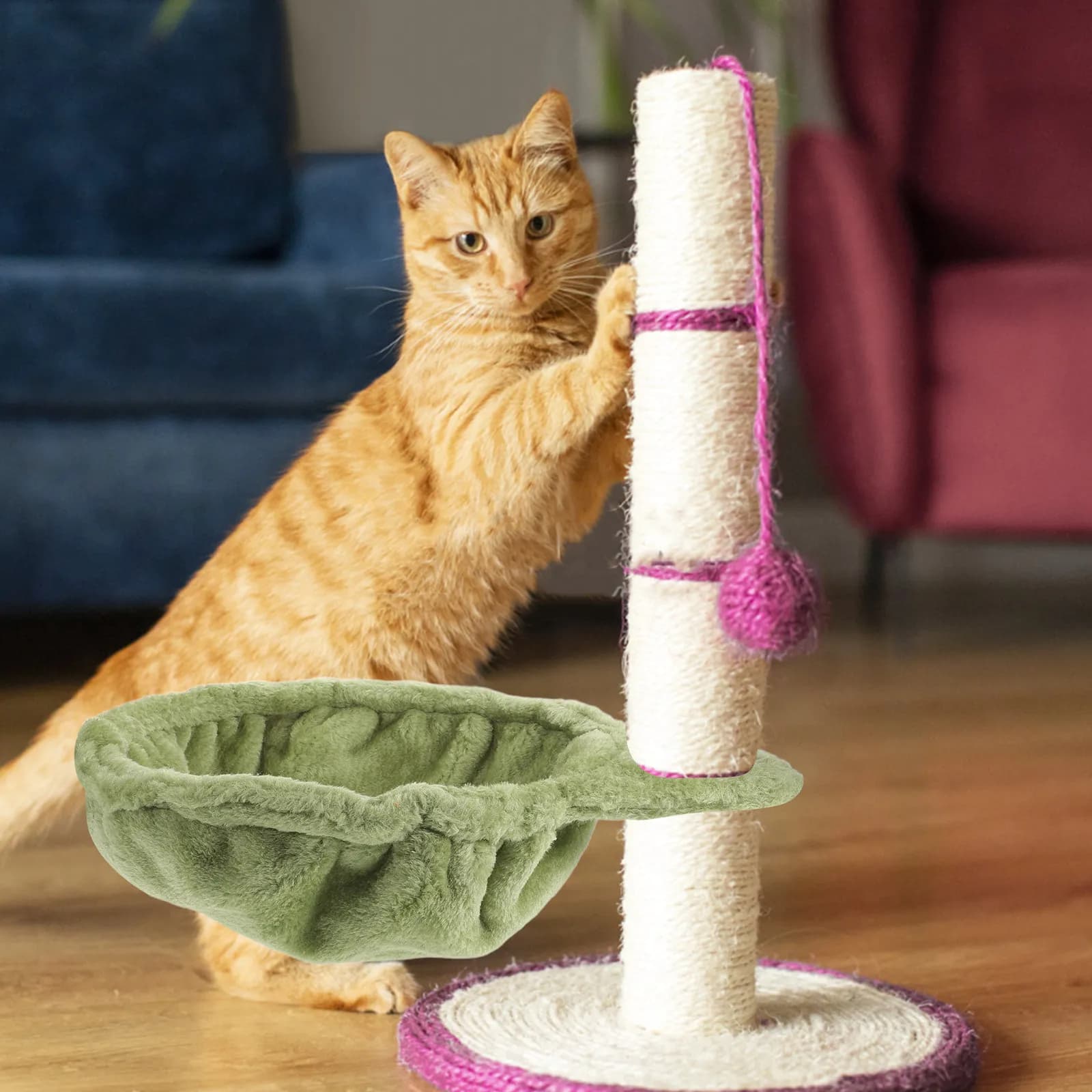 Cat Tree Hammock Replacement Soft Cat Hammock Bed Kitten Climbing Frame Accessory 33Cm 13In Green Small Pet Hanging Bed