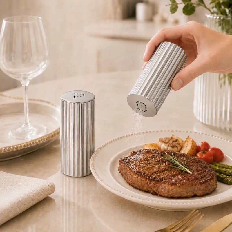 2pcs 304 Stainless Steel Pepper Salt Shaker Gold Seasoning Container Hotel Western Spice Box Condiment Bottle Set of 2
