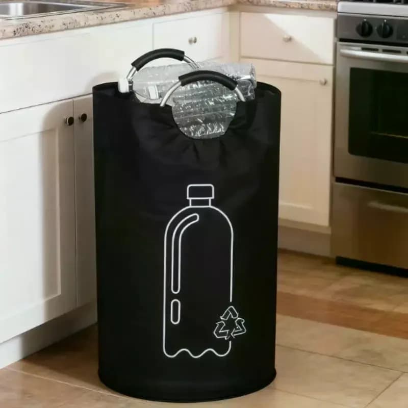 82L Large Capacity Folding Bottle Storage Basket With Aluminum Handle Wastewater Collector Recycling Organizer Bin