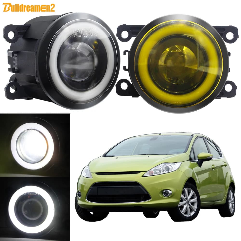 2 X 30W 3000LM Car LED Fog Light Angel Eye DRL For Ford Fiesta 2002-2017 H11 COB Fog Daytime Running Lamp High Bright
