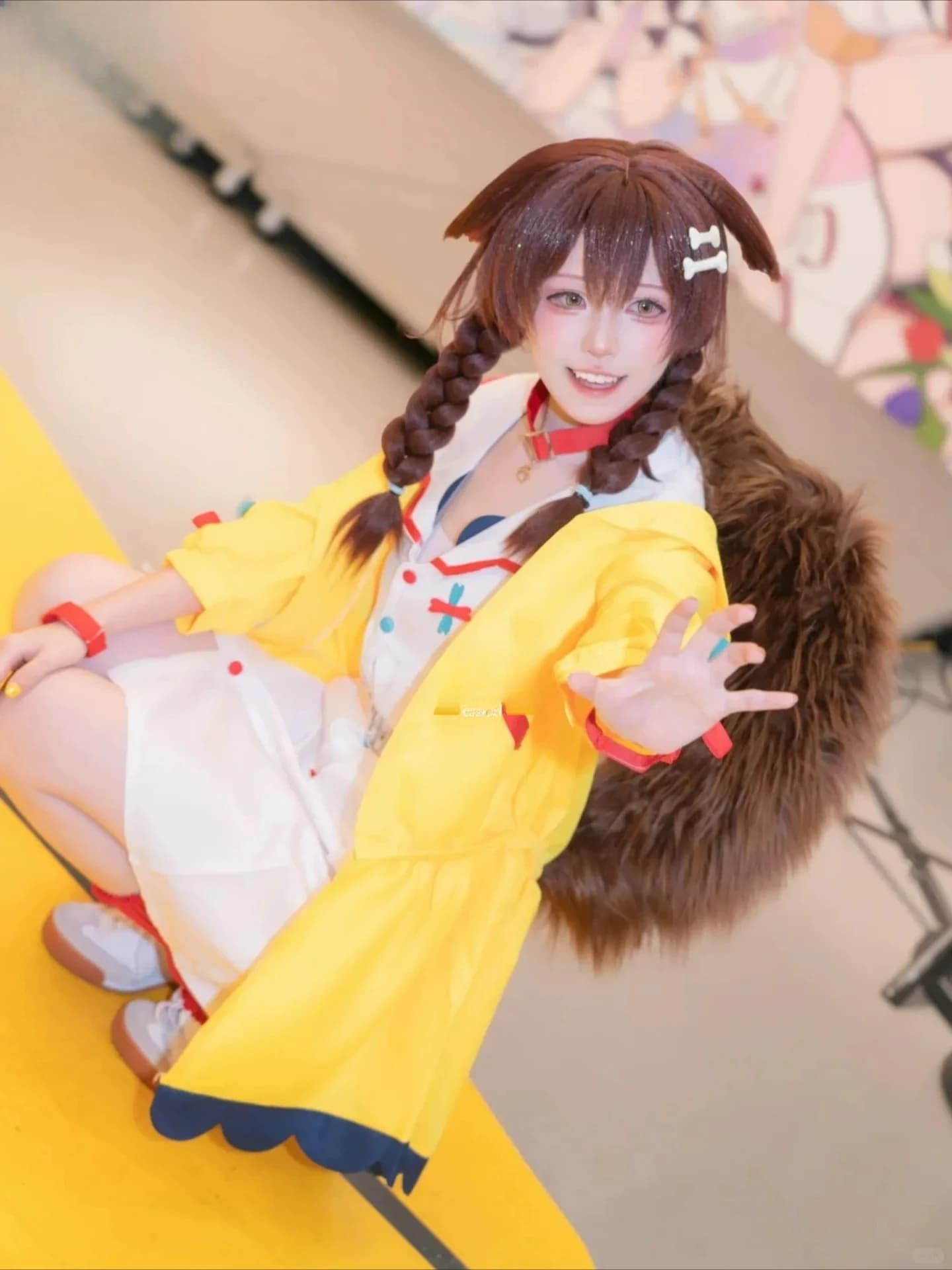 【In Stock】Inugami Korone Cosplay Costume VTuber Women Dress Skirt Coat Uniform Accessories Halloween Carnival Party Outfits