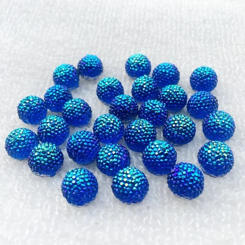 30pcs 10mm Resin Round Flatback Half Ball Beads Stone Wedding Button Diy Cfaft S991