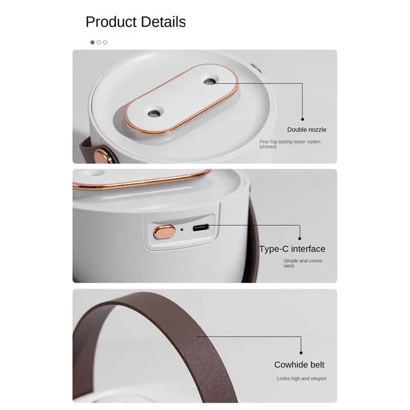 * Umidificatore portatile per purificazione dell'aria ad alto volume ABAB da 1,2 litri collegato per l'uso diffusore atomizzatore d'acqua per camera da letto casa bianco