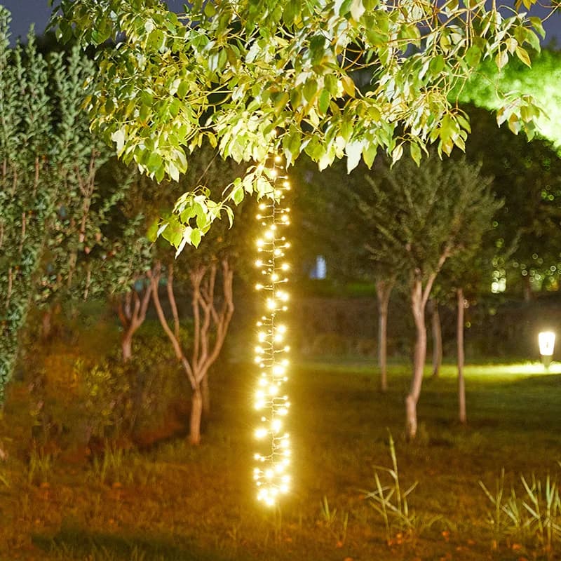 Luci a Cascata Meteorica 360 LED con Spina EU/US, Luci Fatate Natalizie da Esterno per Feste, Matrimoni e Decorazioni da Giardino