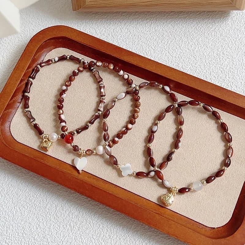 [Meilade]Nuova conchiglia per donna, ciondolo della fortuna, braccialetto con lucchetto Ruyi, catena semplice e sottile, braccialetto a strati per migliore amico