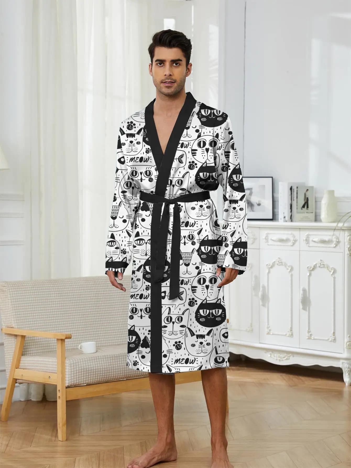 1pcs Men's Robes 2026 Spring/Summer Robes 3D Printed Sleepwear robe Bathrobe man Breathable Robe man Graphic