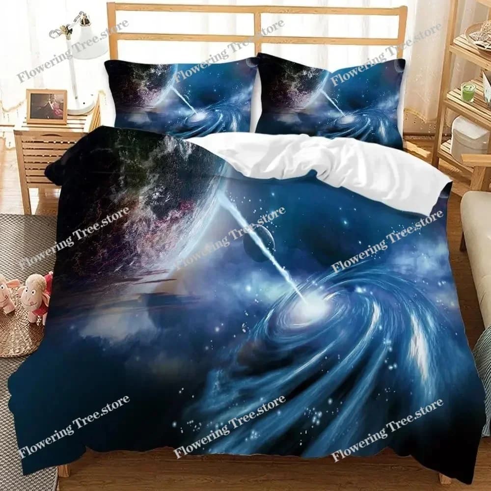 Set copripiumino Space Galaxy in poliestere con federa, misura Queen, Full, King, Twin, per bambini, ragazzi e ragazze, set biancheria da letto