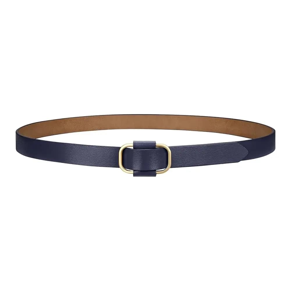 Cinture in Pelle da Donna per Jeans e Pantaloni, Cintura alla Moda con Fibbia Quadrata Dorata, Cintura Casual da Donna per Abiti