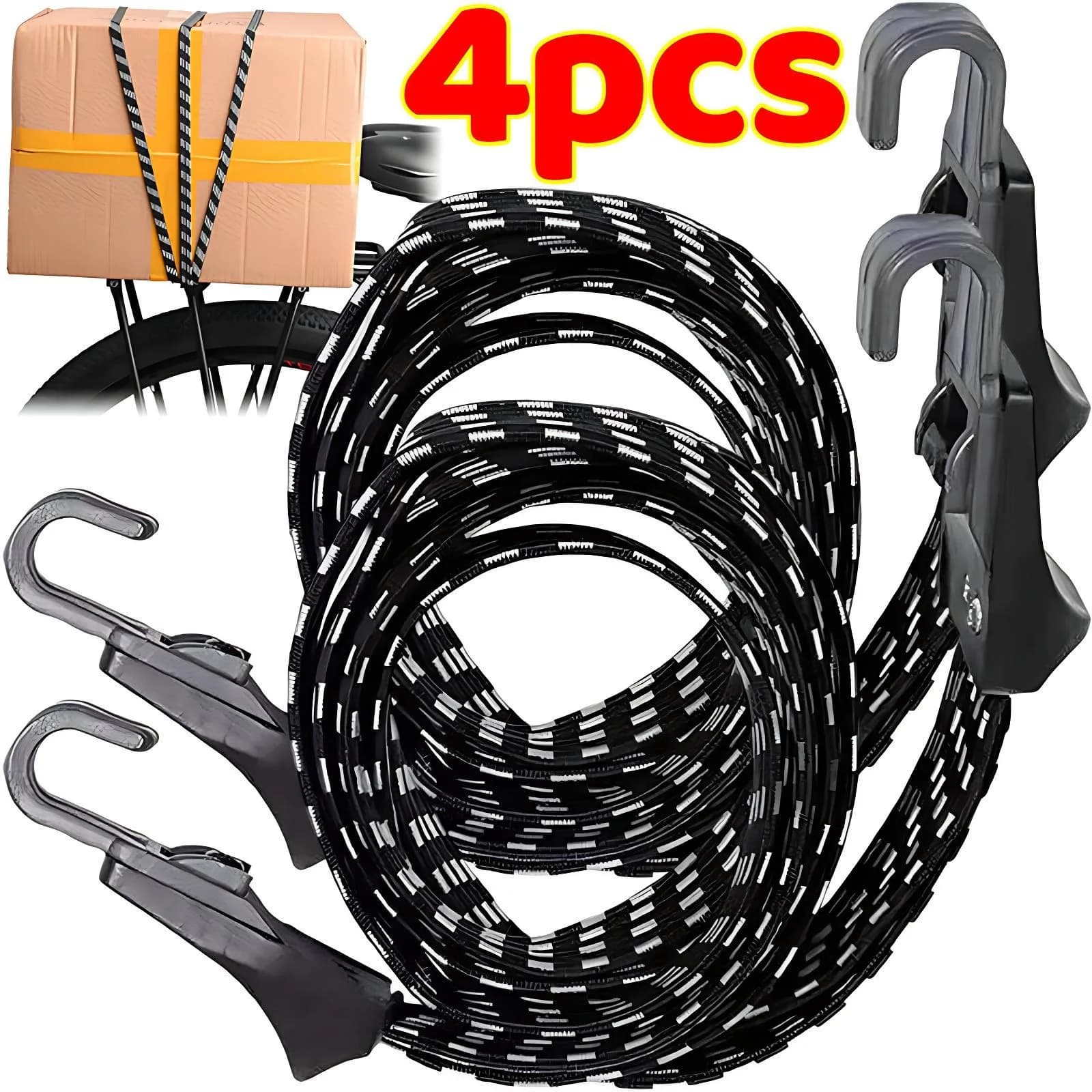 Corda elastica per Bikepacking Bagagli per moto Cinghia di ancoraggio elastica con ganci Portabiciclette Avvolgimento per attrezzi Corda per legare il carico da campeggio