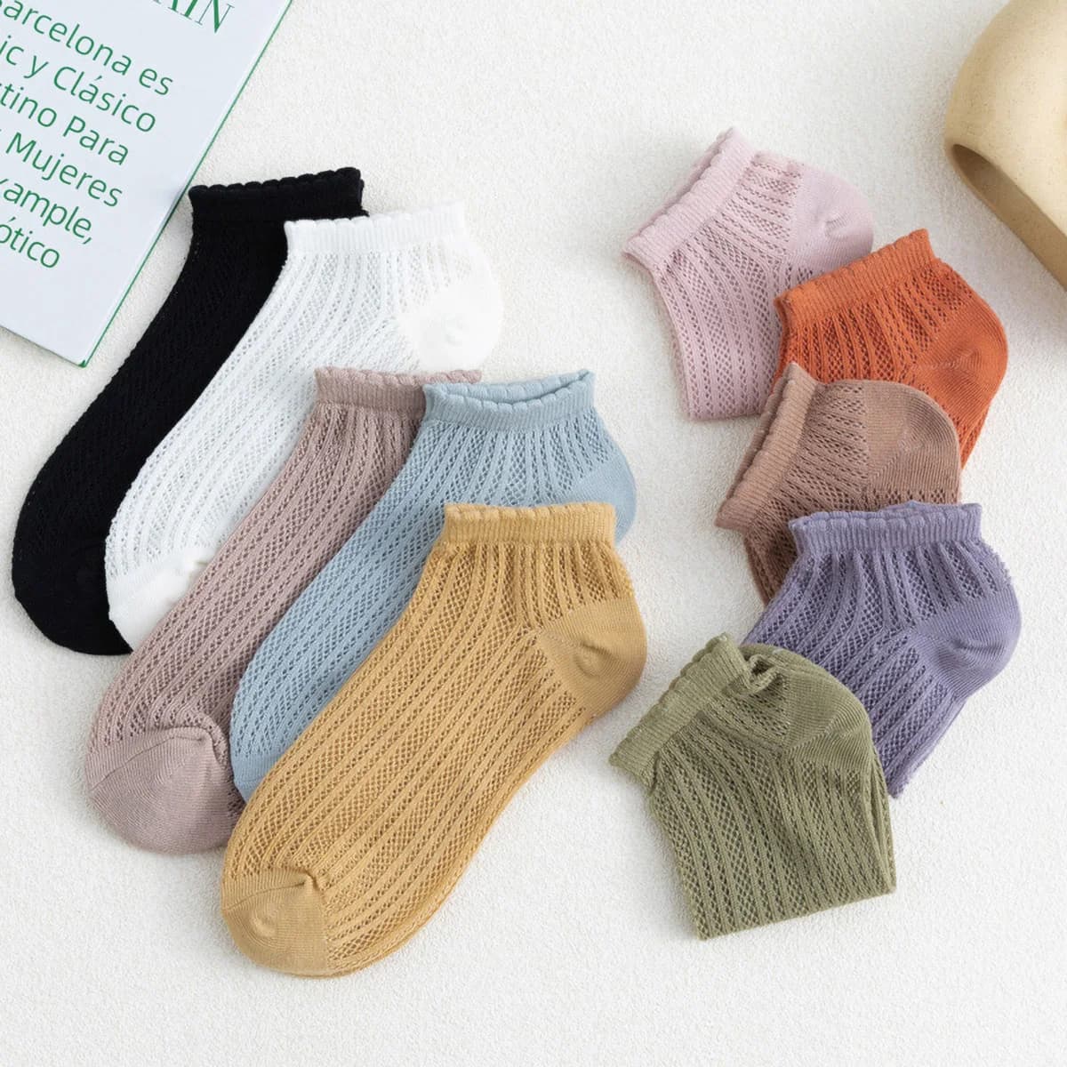 5 Pairs Summer Thin Mesh Women Ankle Socks Soft Breathable Solid No Show Short Socks High Quality Female Low Cut Socks