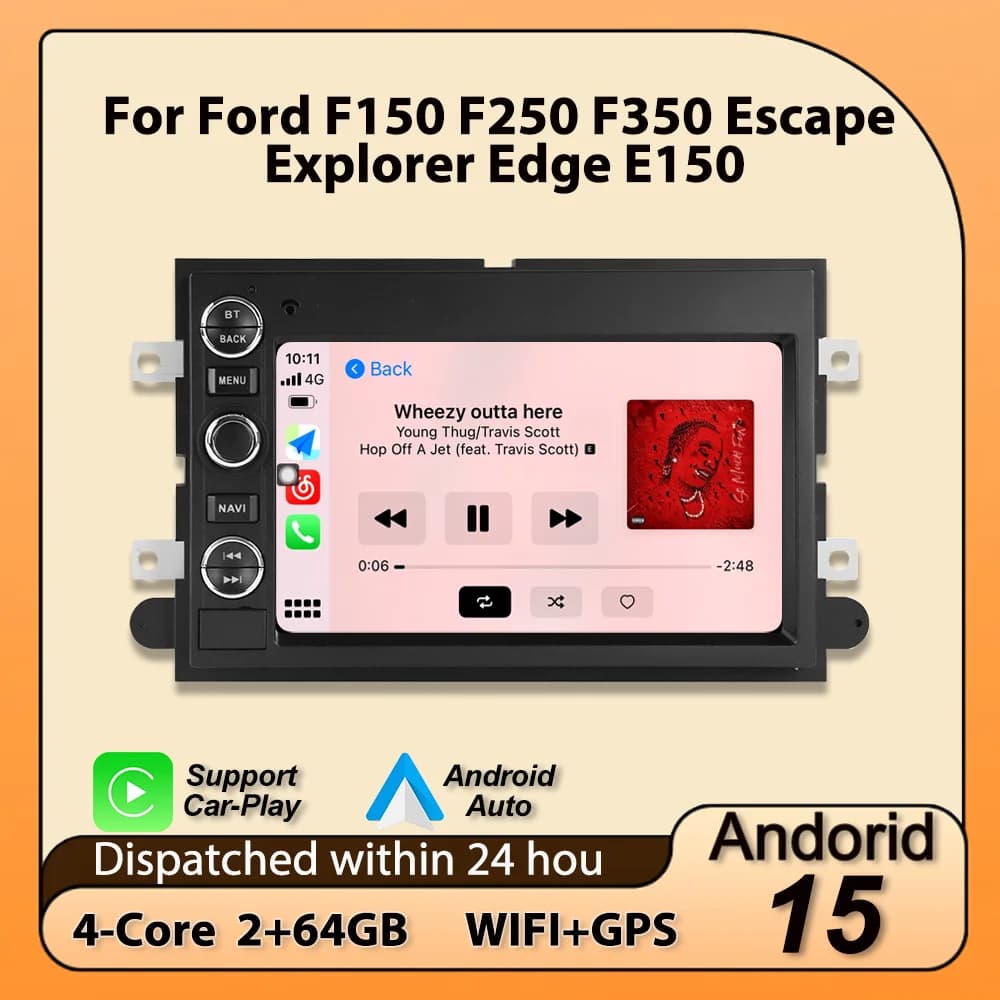 For Ford F150 F250 F350 Fusion Mustang Explorer Edge Focus, Android car audio system 15 64GB with Carplay and Bluetooth, smart central multimedia system