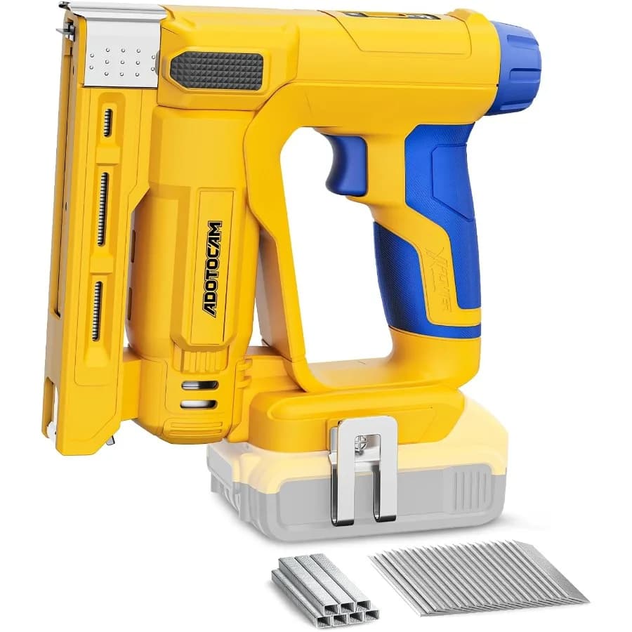 Pistola sparachiodi 18GA per strumento a batteria da 20 V Solo chiodatrice Brad a batteria 2 in 1/Cucitrice a corona T50 Pistola sparachiodi alimentata a batteria con 2 000 pezzi S