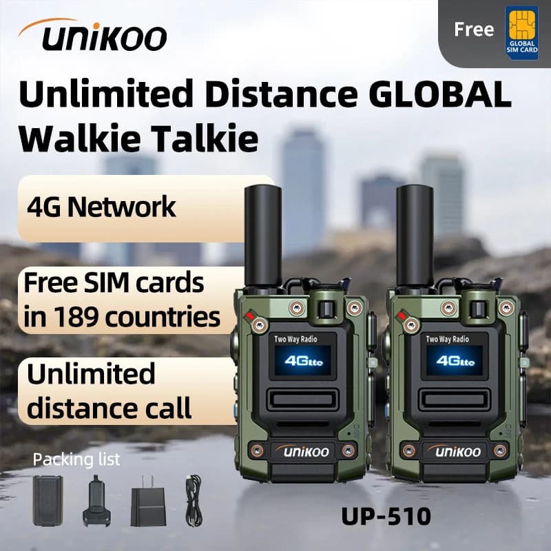 2 PZ UNIKOO UP510 Walkie-Talkie 5000 km Lungo raggio di conversazione 4g LTE POC Radio di rete con scheda SIM Walkie Talkie Radio bidirezionale