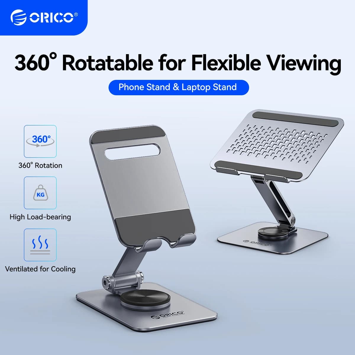 ORICO 360 Rotating Tablet Stand and Aluminum Phone Stand for Desk Bundle