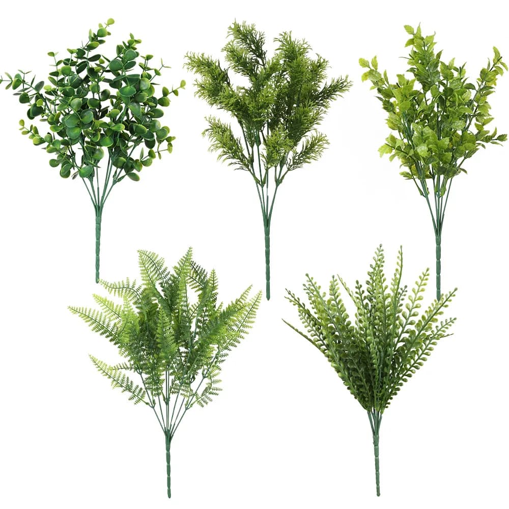 7 branches artificial plants green water grass plastic fake grass persian fern flower wall accessories garden bushes decorations for the house