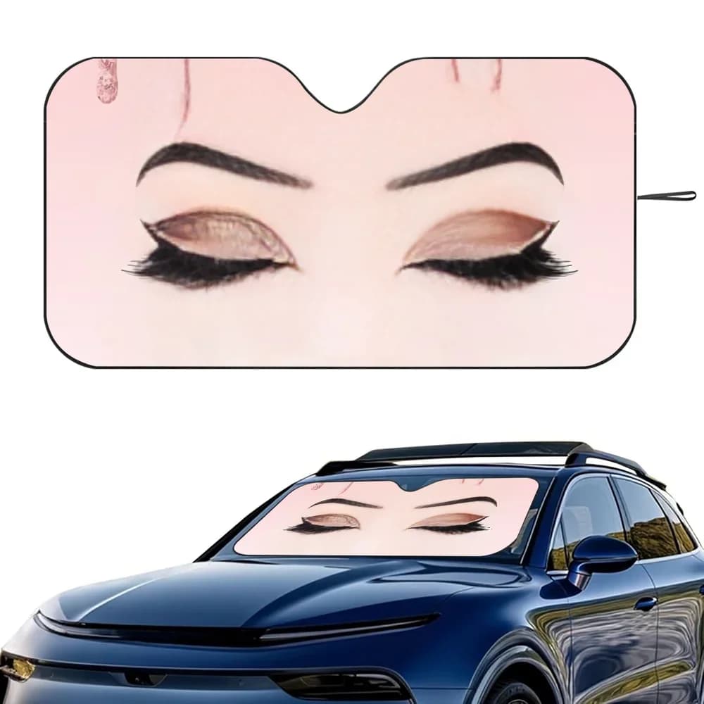 Ciao splendido ombretto per auto con ciglia scintillanti rosa, pellicola di alluminio termoisolante, parasole, blocchi di raggi UV