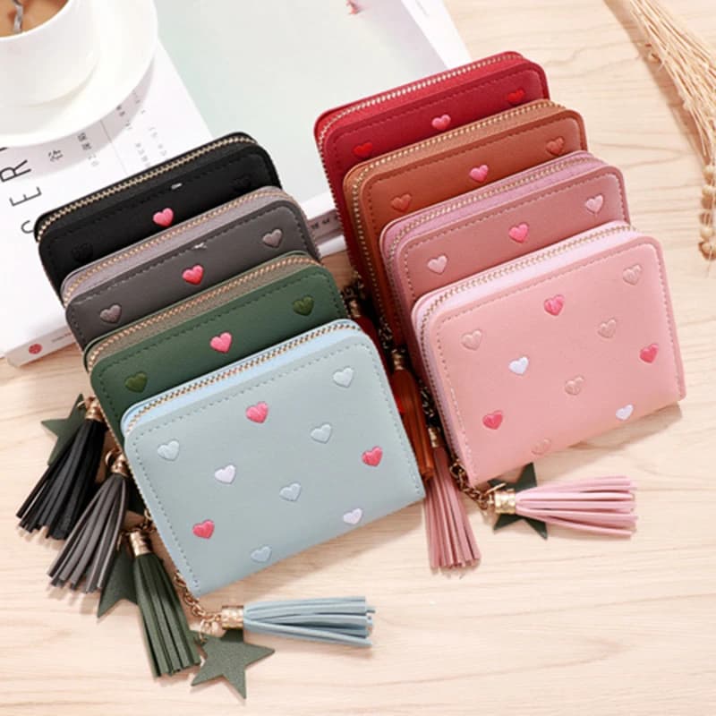 Spring Summer Wallet Women Ladies Mini Tassel Wallets Cute Short Zipper Lovely Pu Leather Coin Purse Female Hand Wallet