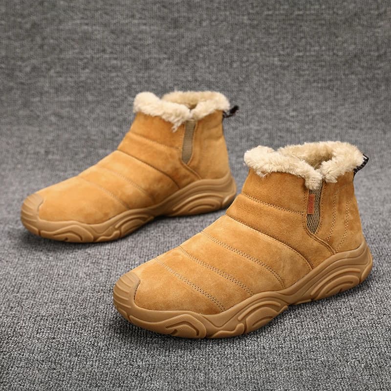 Stivali da neve termici invernali da uomo Stivaletti foderati in pile caldo antiscivolo in pelle scamosciata Scarpe da trekking in cotone per esterni per la stagione fredda