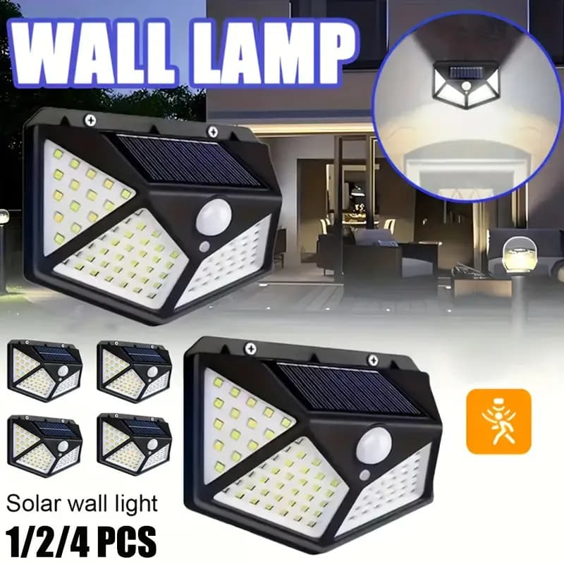 Outdoor Solar Patio Wall Lamp, Garden House Wall Decoration 100 LED Outdoor Wall Lamp