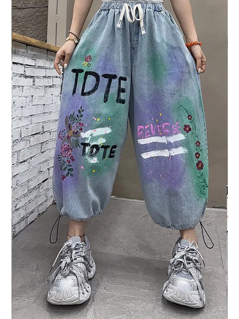 2026 Summer New Women's Jeans High Waist Printed Jeans