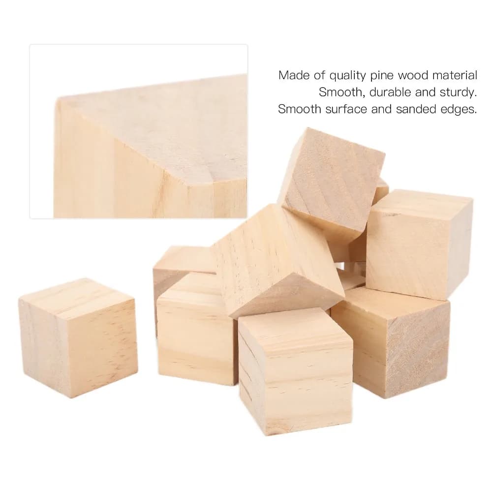 Set di 12 Blocchi di Legno a Superficie Liscia, Dimensioni Uniformi, Cubi in Legno di Pino Non Trattato per Progetti di Pittura