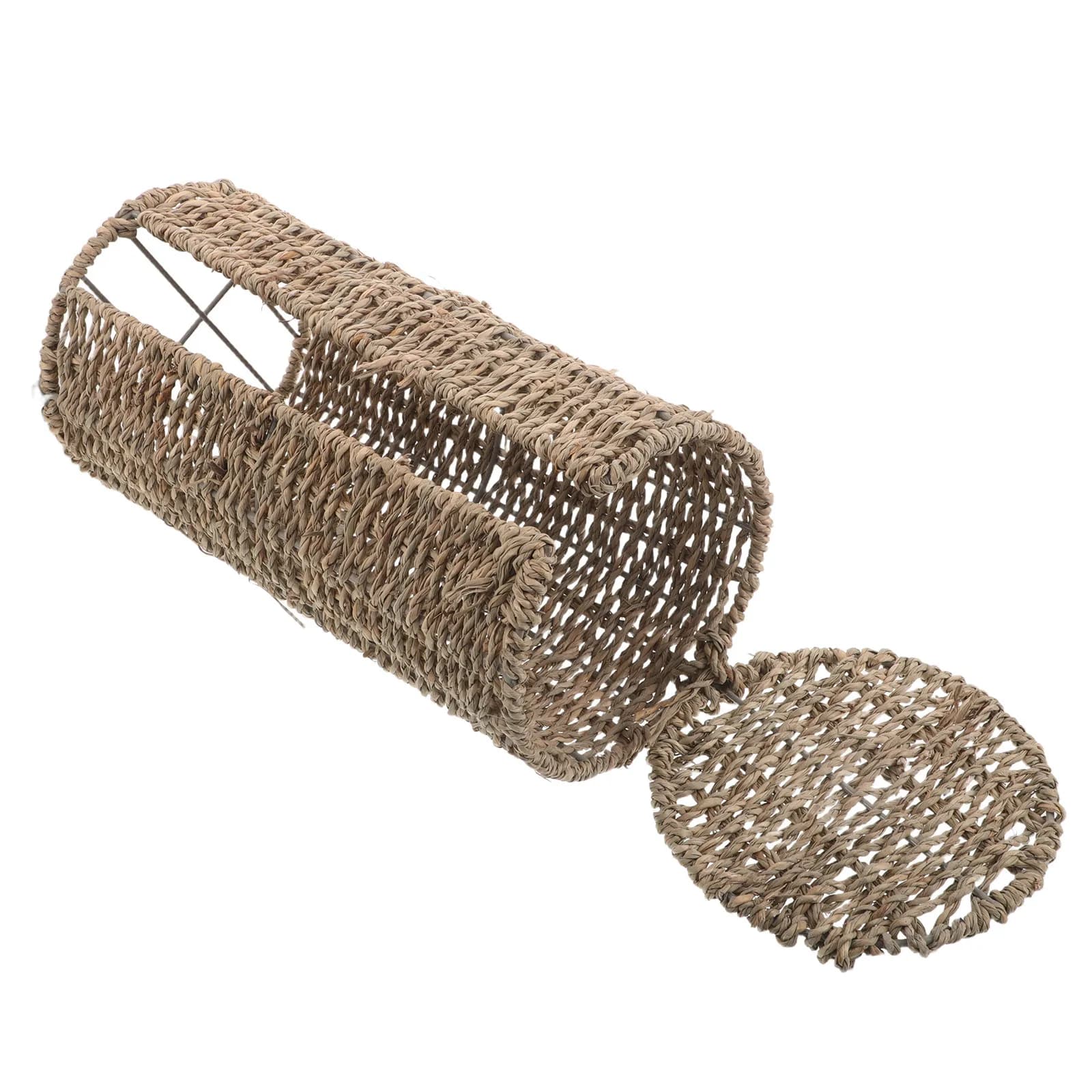 Portarotoli di Carta Igienica in Rattan, Cesto Organizer da Bagno con Coperchio, Porta Rotoli Autoportante per Mega Rotoli, Decorativo