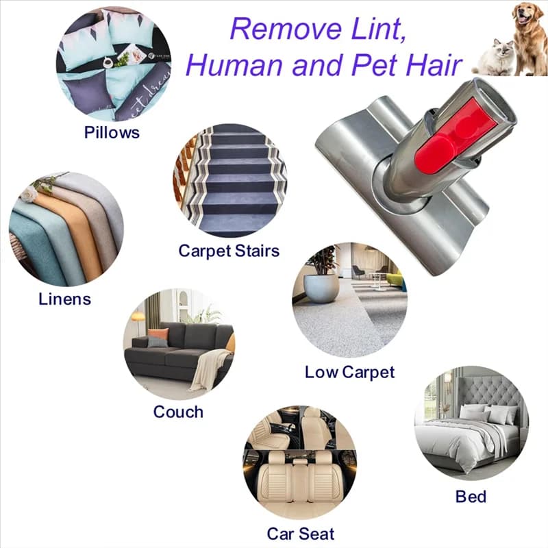 A63P Top For Dyson Cordless V7 V8 V10 V11 V15 Vacuum Cleaners - Mini Motorized Brush Head - Pet Hair Remover Vacuum Attachment