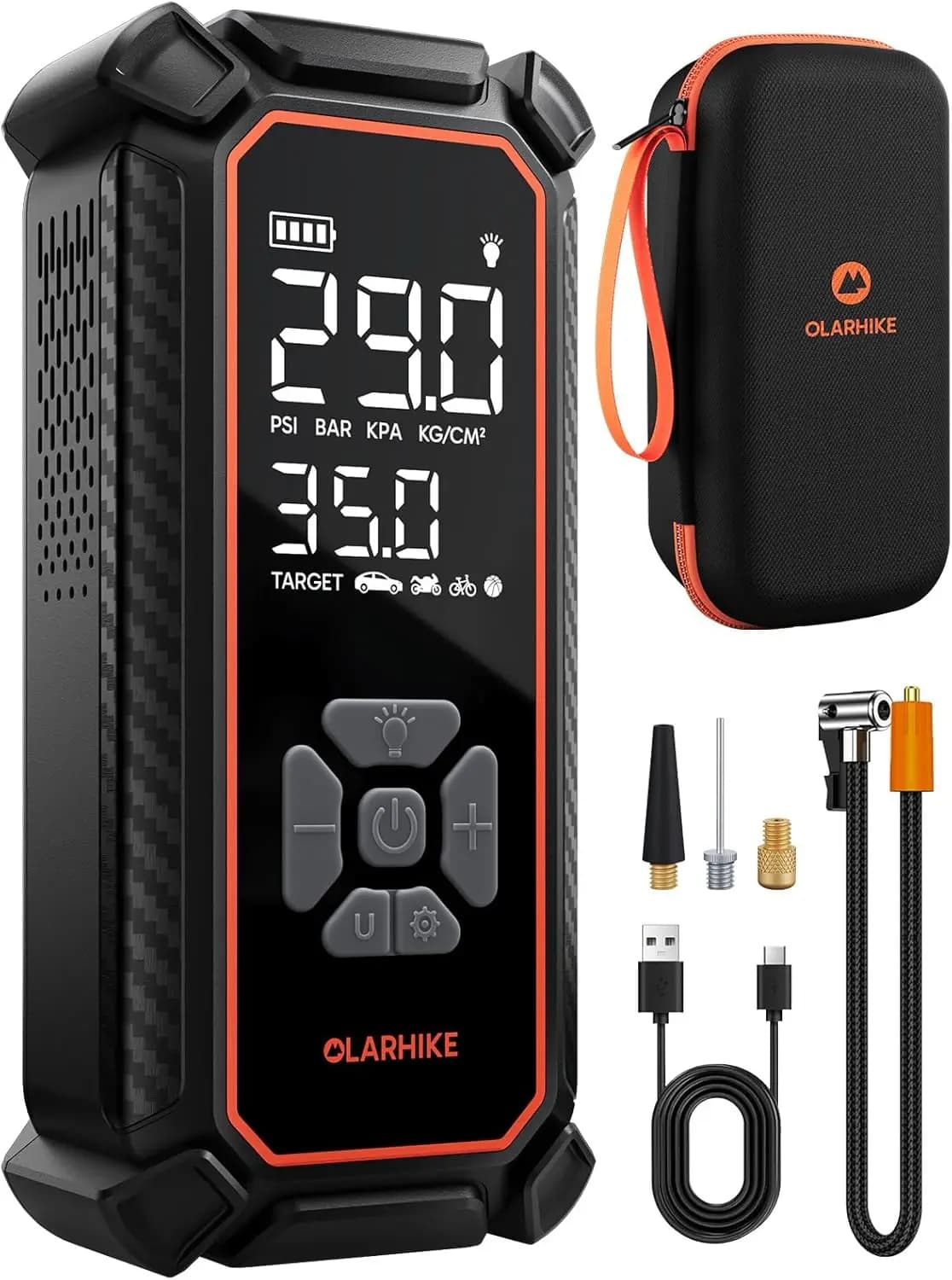 Compressore d'Aria Portatile Senza Fili con Batteria da 12000mAh, Manometro Digitale, Spegnimento Automatico per Auto SUV Biciclette