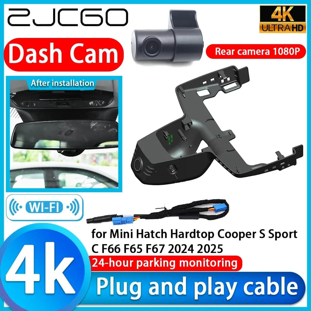 ZJCGO Registratore Video 4K UHD Plug and Play per Mini Hatch Hardtop Cooper S Sport C F66 F65 F67 2024 2025, Telecamera DVR per Auto