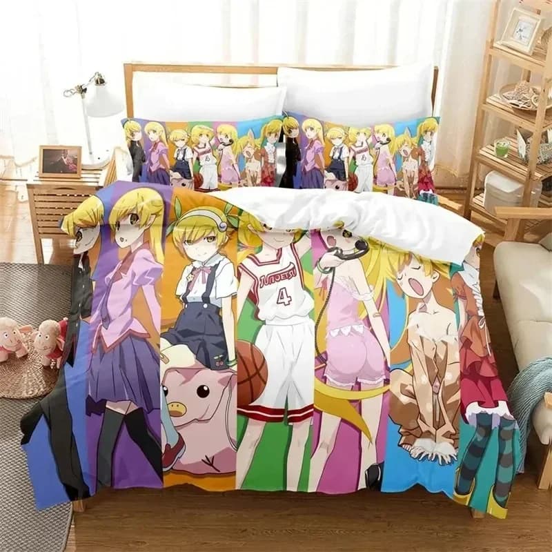 Anime Monogatari Series Story Shinobu Oshino 3D NEW Duvet Cover Pillowcase Bedding Set Adult Girl Bedroom Single Double Large