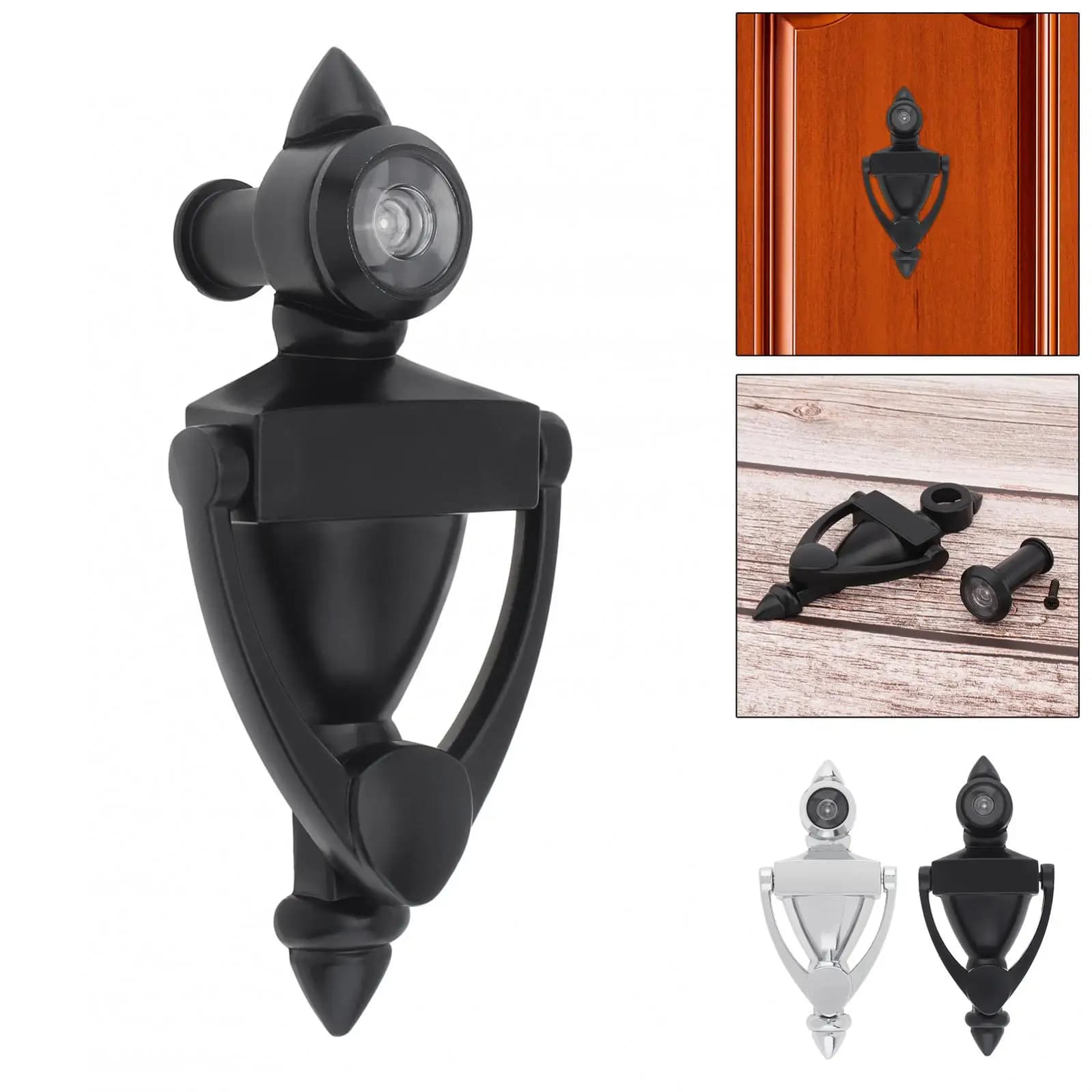 5/6 Inch Security Peek Peep Holes Door Handle Zinc Alloy Door Knocker with 180 Degree HD Door Viewer for 35-50mm Thickness Door