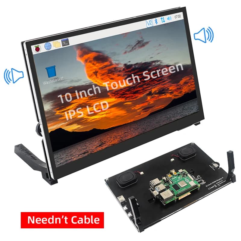 10.1 inch IPS LCD for Raspberry Display Pi 5 / 4 Touch Screen 1024x600 / 1280x800 with Monitor support for Raspberry Pi 5 4B PC