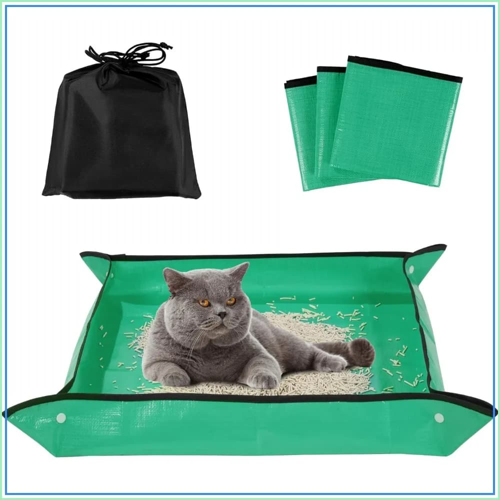 3 Pcs Portable Travel Litter Box for Cats, Foldable and Packable Cat Carrier with Litter Box for Car Travel, Large Waterproof for Plane, Van, Camping