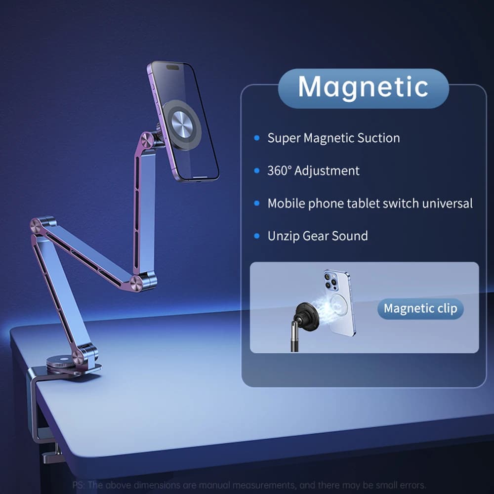 Supporto magnetico pieghevole in alluminio X62 di vendita calda popolare - 360 ° Rotazione e viaggio sottile